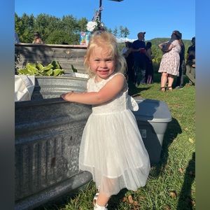 SHEIN White Lace Tulle Flower Girl Dress